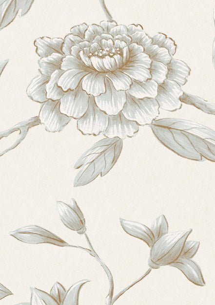 Jasper Peony Wallpaper - Eucalyptus - Lewis & Wood - Premier Wallcovering