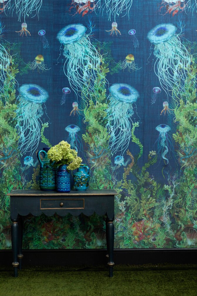 Jellyfish Wallpaper Panel - Blue - Timorous Beasties - SSC/JELF/BLU/PNL - Premier Wallcovering
