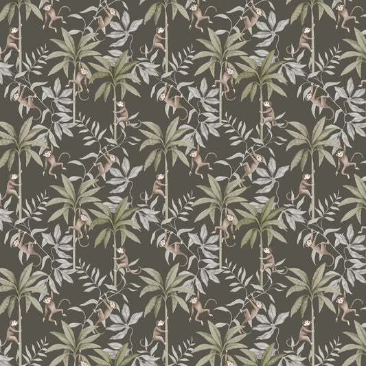 Jungle Friends Wallpaper - Charcoal - Boråstapeter - 6935 - Premier Wallcovering