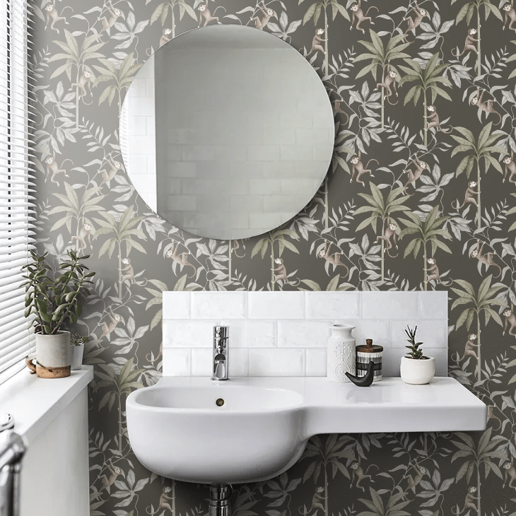 Jungle Friends Wallpaper - Charcoal - Boråstapeter - 6935 - Premier Wallcovering