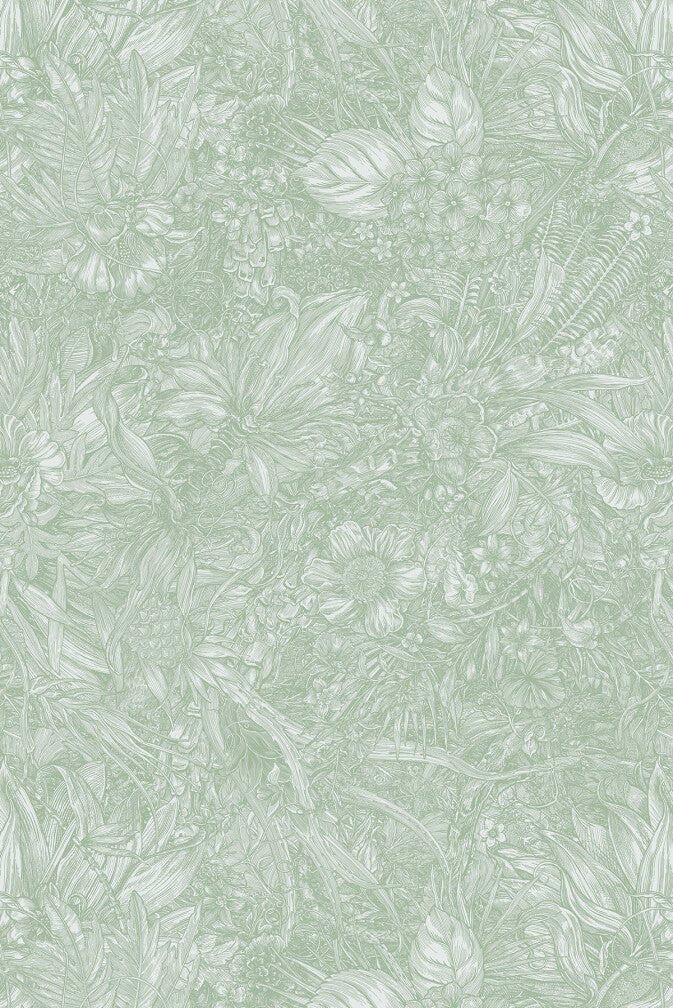 Jungle Tangle Superwide Wallpaper - Muted Matcha - Timorous Beasties - SWP/JGTL/DWN/03 - Premier Wallcovering