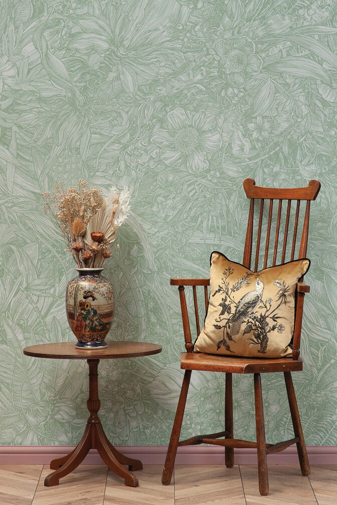 Jungle Tangle Superwide Wallpaper - Muted Matcha - Timorous Beasties - SWP/JGTL/DWN/03 - Premier Wallcovering