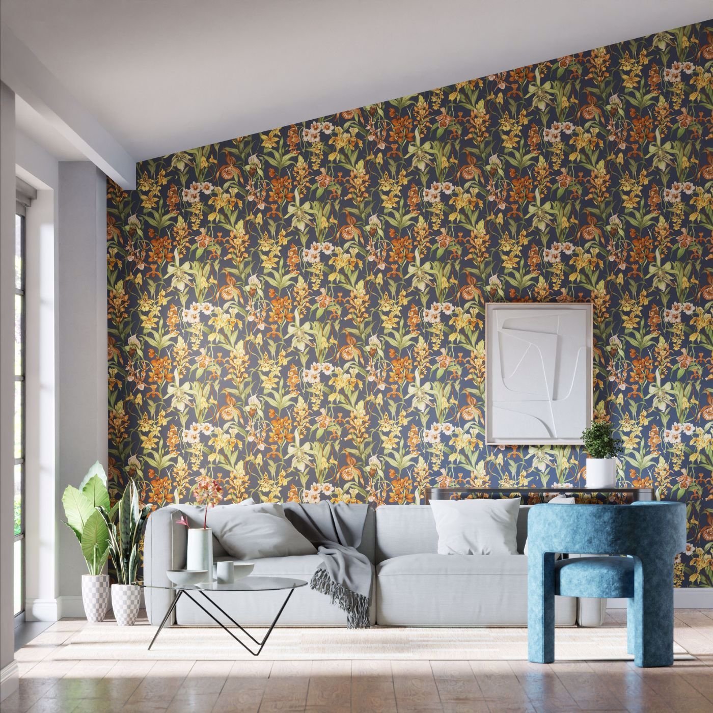 Kalina Wallpaper - Midnight/Baked Terracotta/Nectar - HC4W113010 - Harlequin - Premier Wallcovering