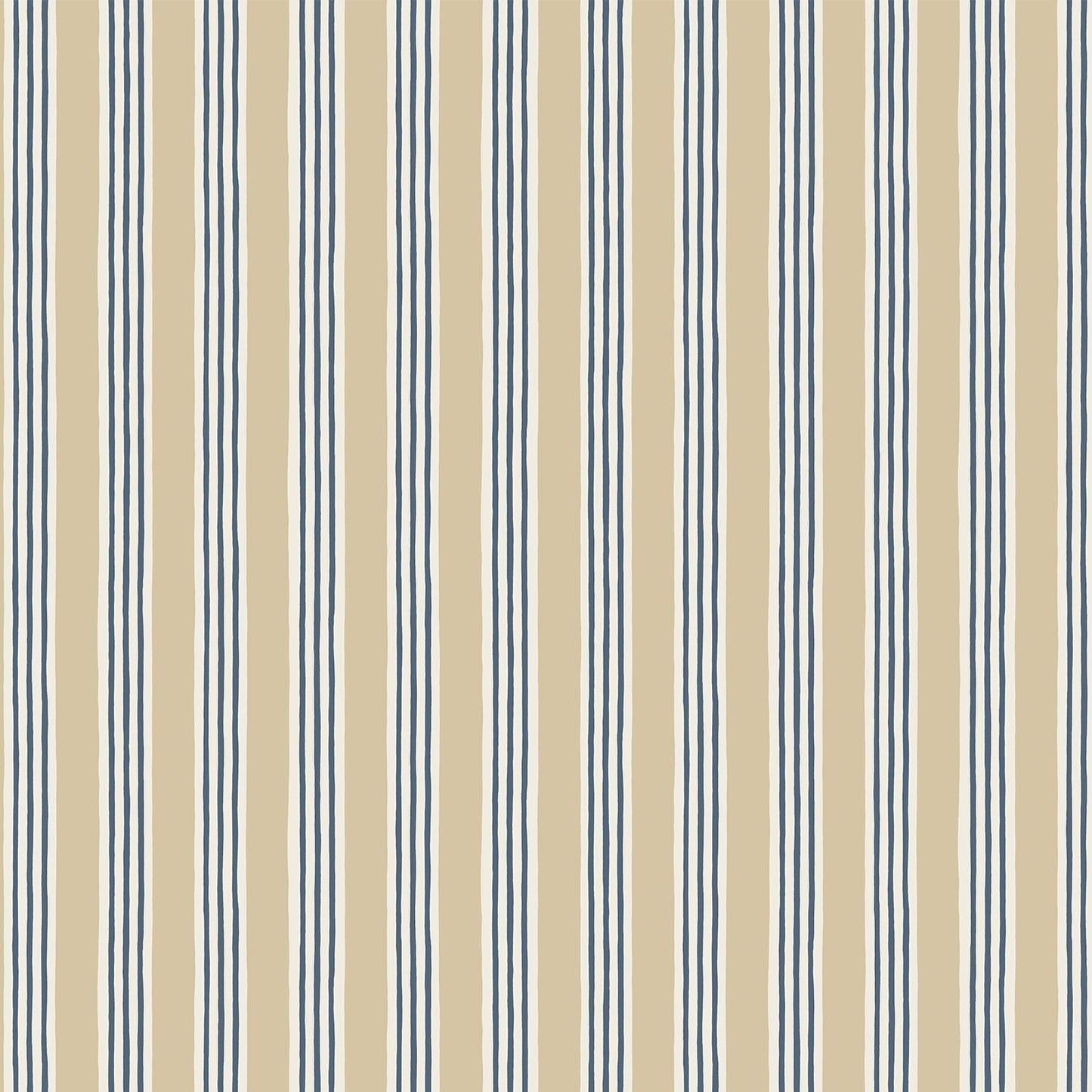 Kemble Stripe Wallpaper - Chute Blue, Shell and Cliffwell Stone - Josephine Munsey - KEM-061-057-015 - Premier Wallcovering