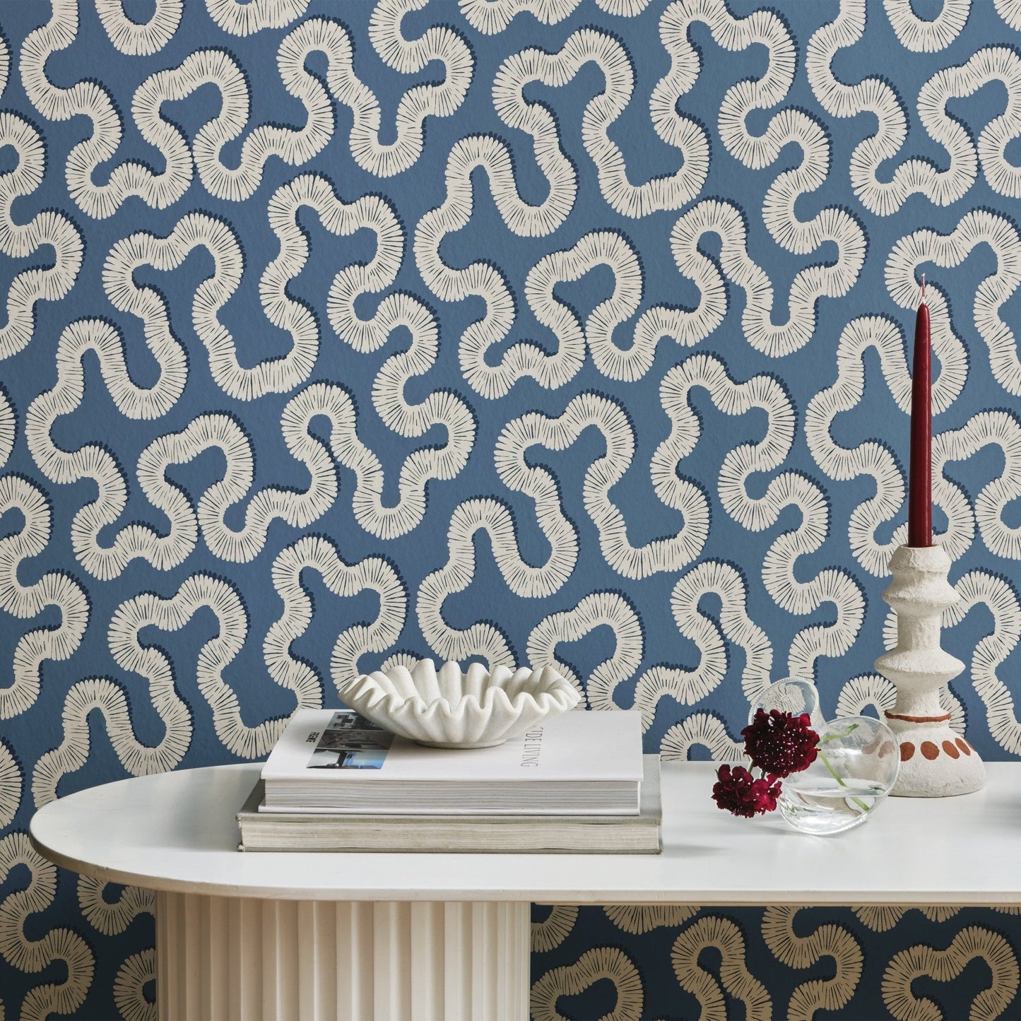 Kezia Wallpaper - Boathouse Blue - Romo - Aubin - W478/04 - Premier Wallcovering