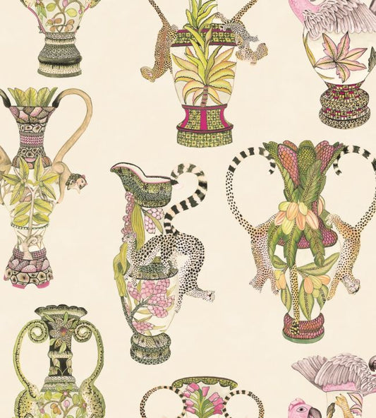Khulu Vases Wallpaper - Multi on Cream - 109/12057 - Cole & Son - Premier Wallcovering
