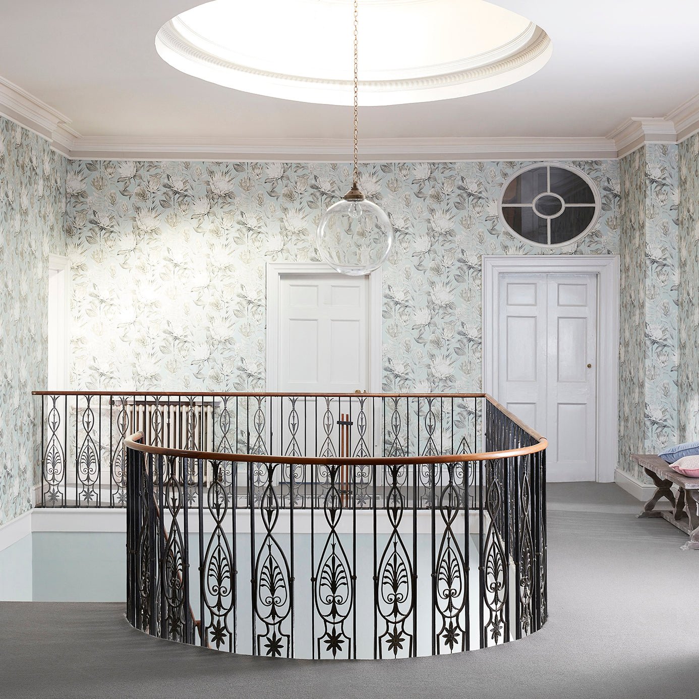 King Protea Wallpaper - Aqua/Linen - Sanderson - DGLW216645