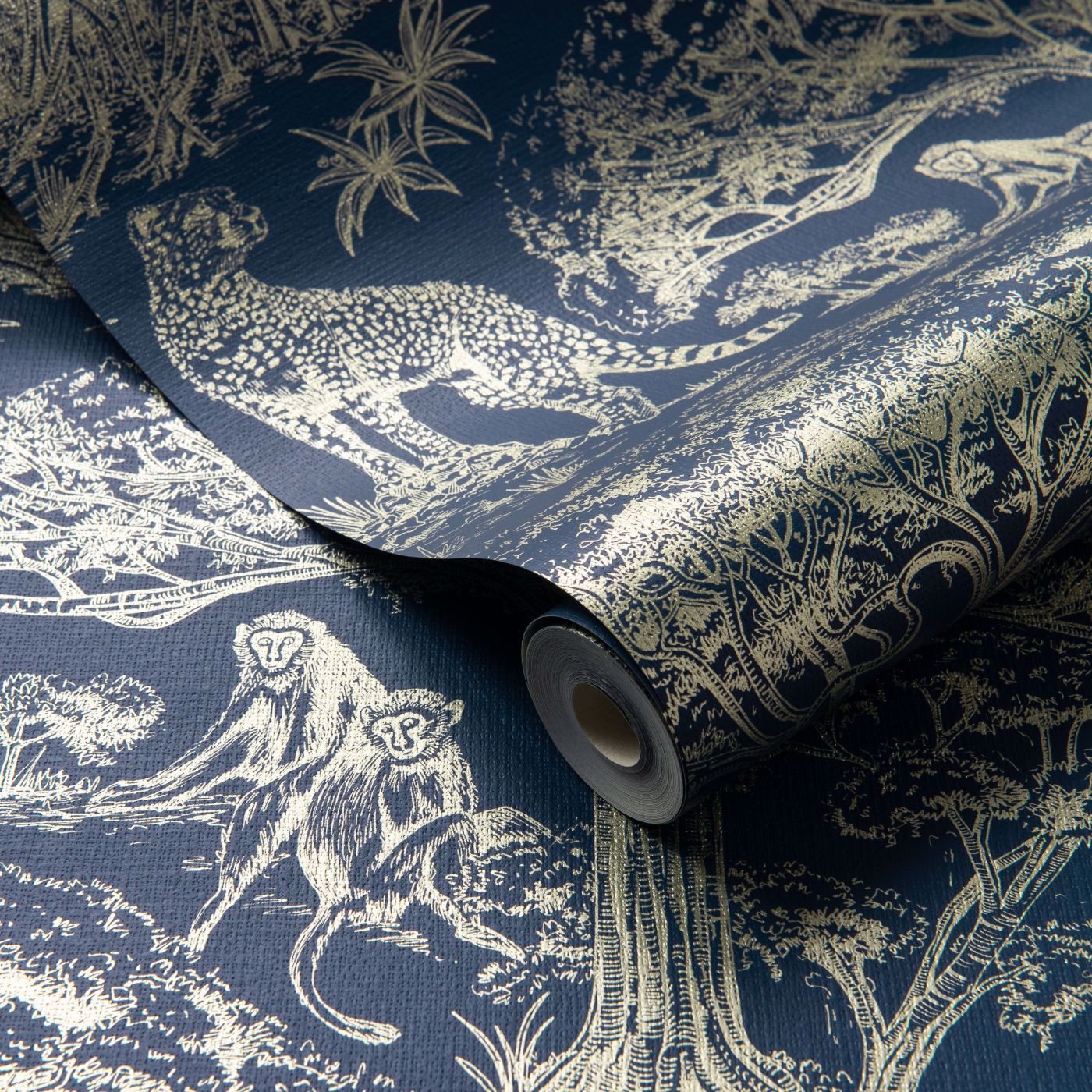 Kisumu Wallpaper - Midnight/Luxe - Clarke & Clarke - W0185/02 - Premier Wallcovering