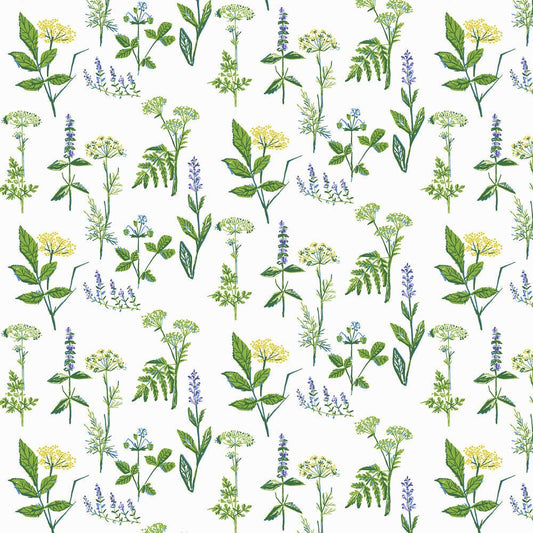 Koksvaxter Wallpaper - Green / Yellow / White - Boråstapeter - 1789 - Premier Wallcovering