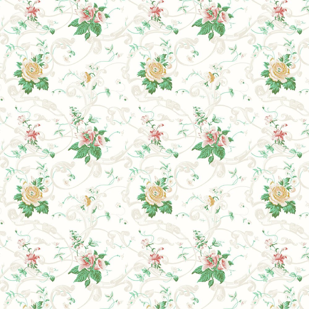 Krusenberg Wallpaper - Pink / Green - Boråstapeter - 4511 - Premier Wallcovering