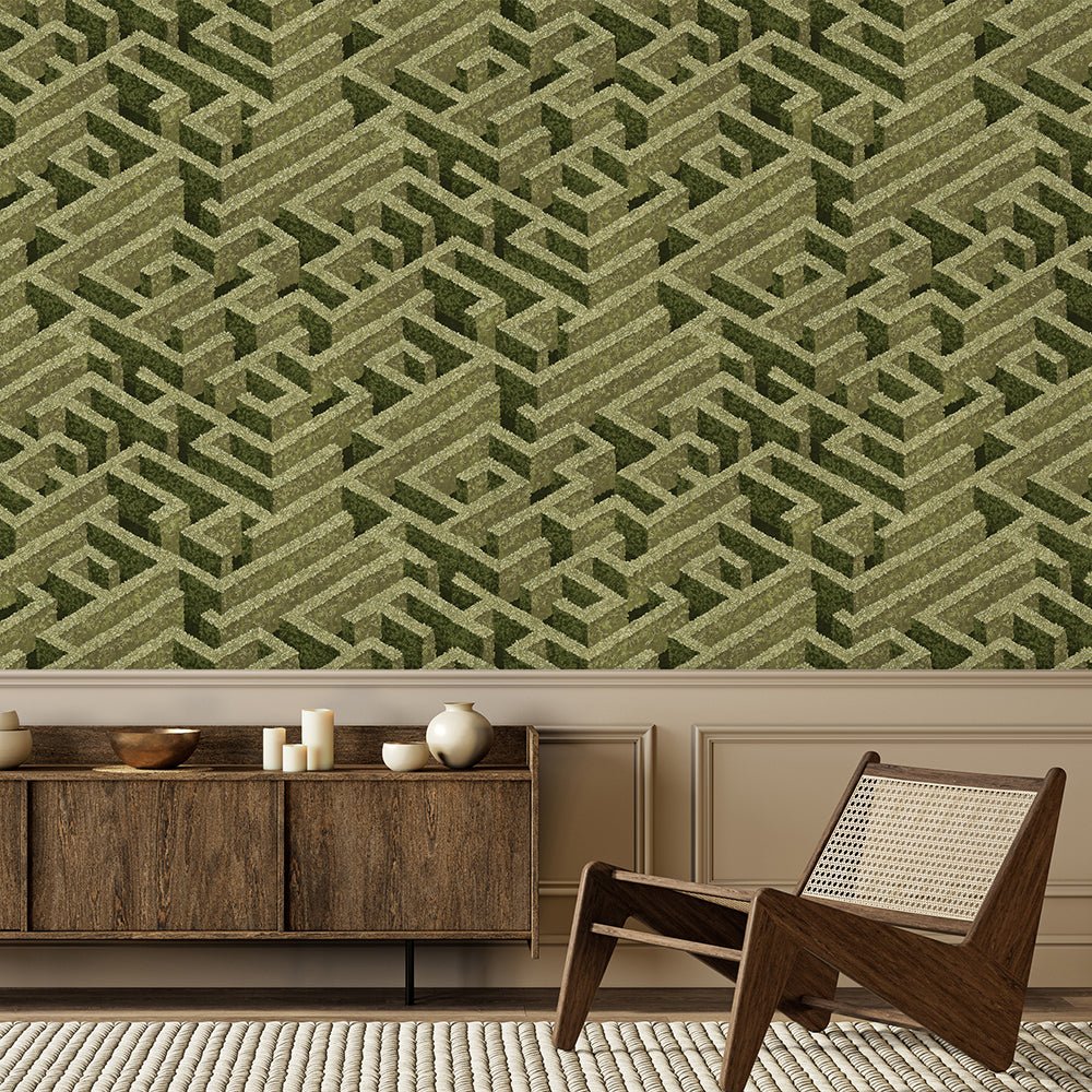 Labyrinth Wallpaper - Olive - Josephine Munsey - JMW-100701 - Premier Wallcovering