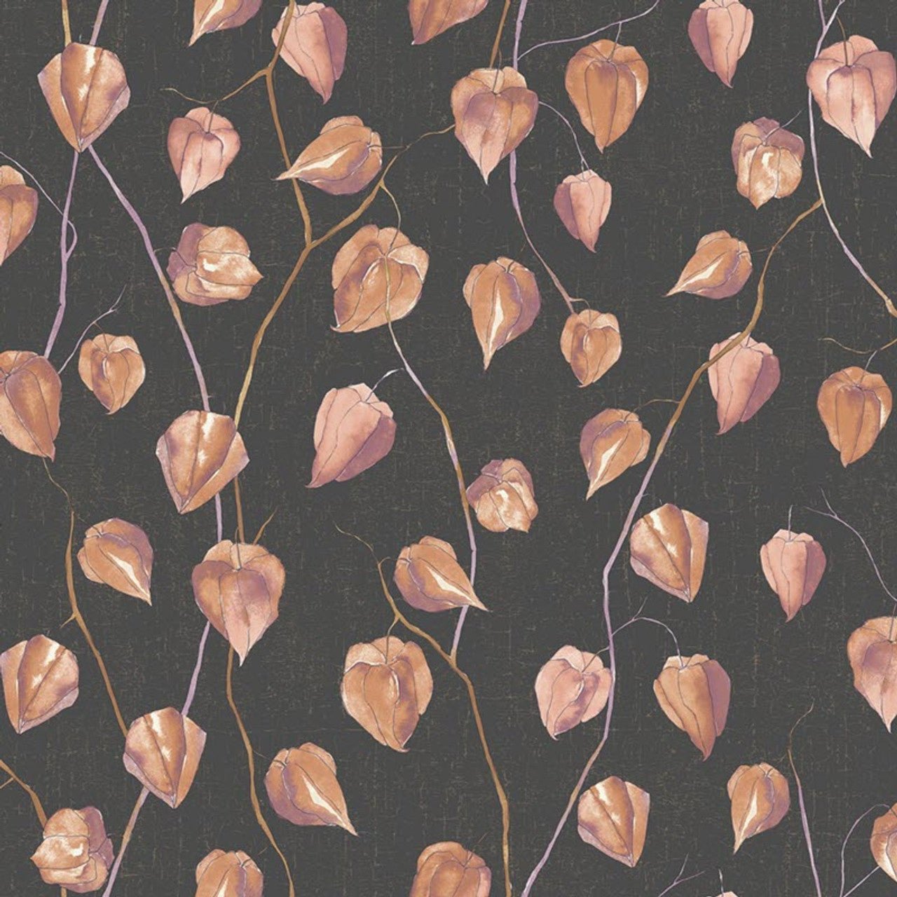 Lanternes Ginkgo Wallpaper - Orange Crepuscule - Casadeco - 86213428 - Premier Wallcovering