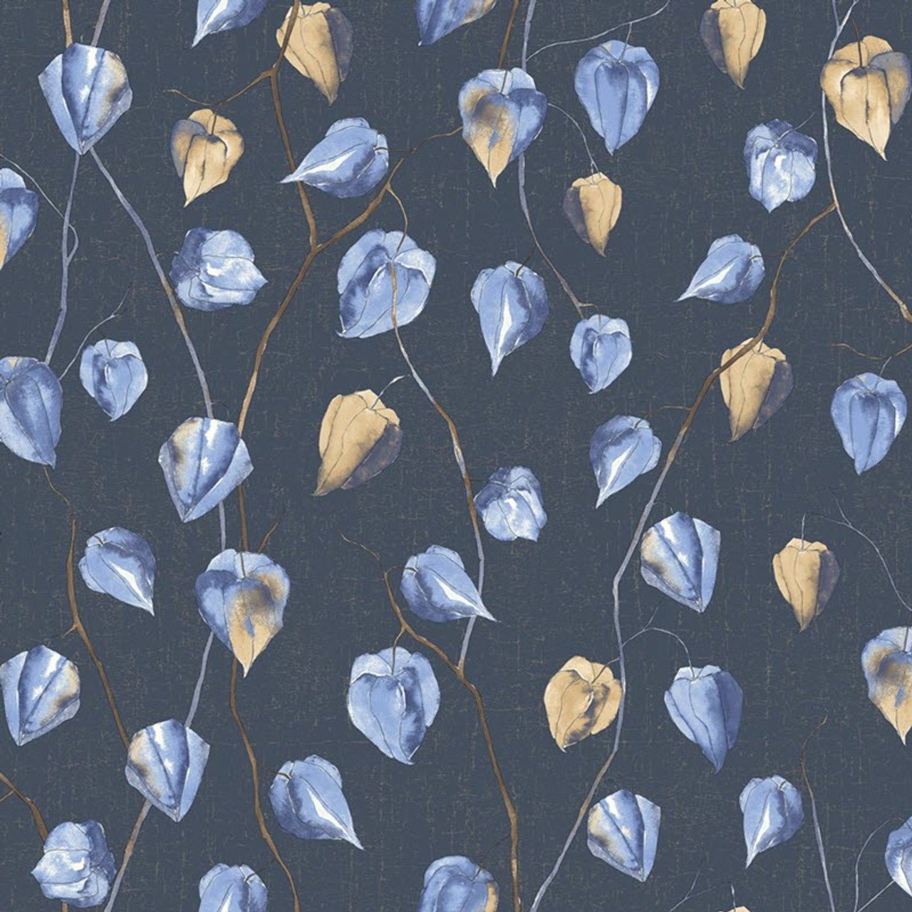 Lanternes Ginkgo Wallpaper - Bleu Indigo - Casadeco - 86216532 - Premier Wallcovering