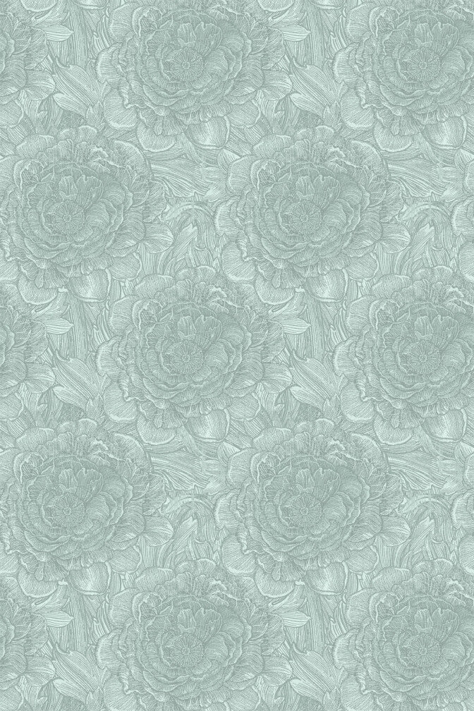 Large Tudor Rose Wallpaper - Eucalyptus - Timorous Beasties - STCO/LTR/RNW/02 - Premier Wallcovering