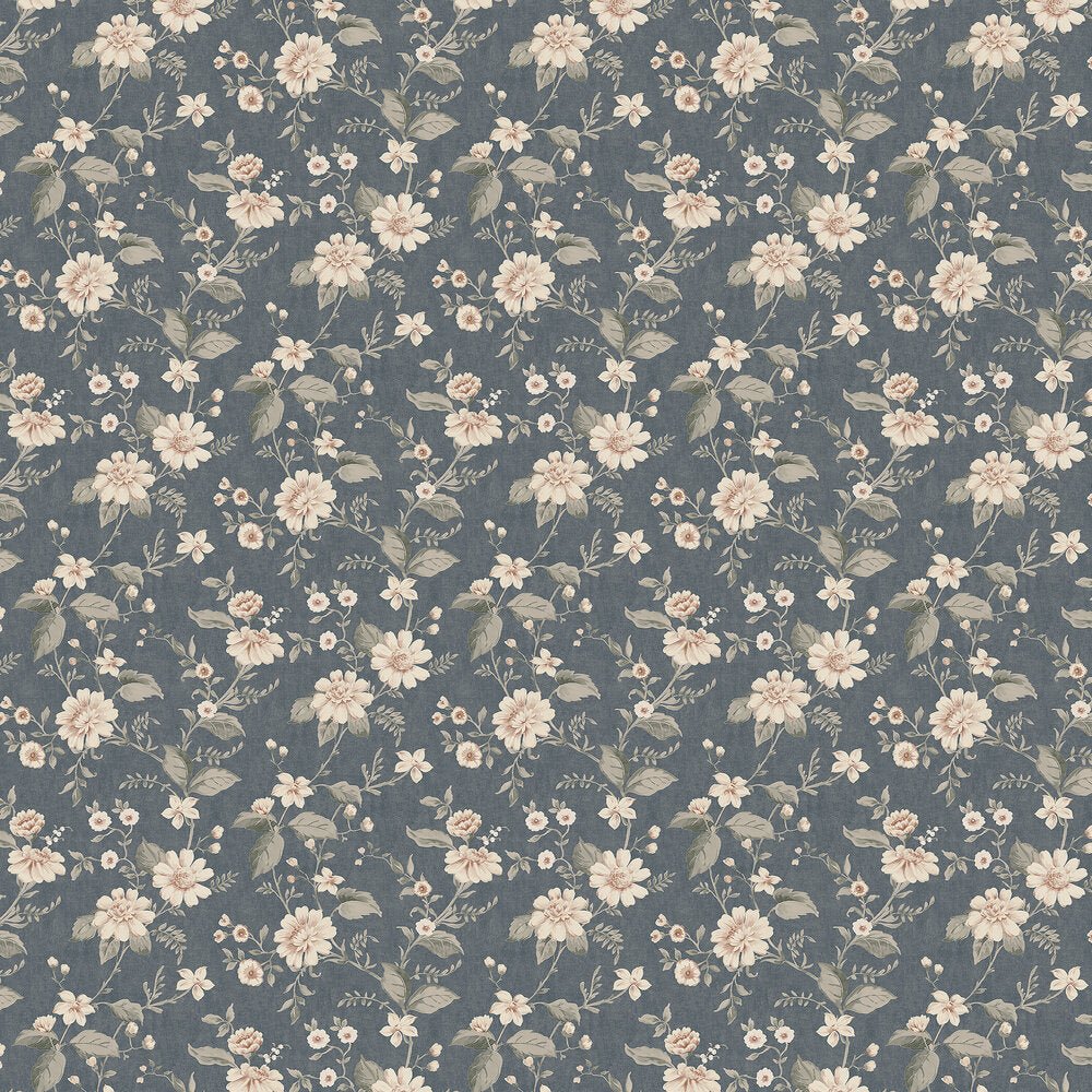 Laura´s Cottage Wallpaper - Dark Blue - Boråstapeter - 3573 - Premier Wallcovering