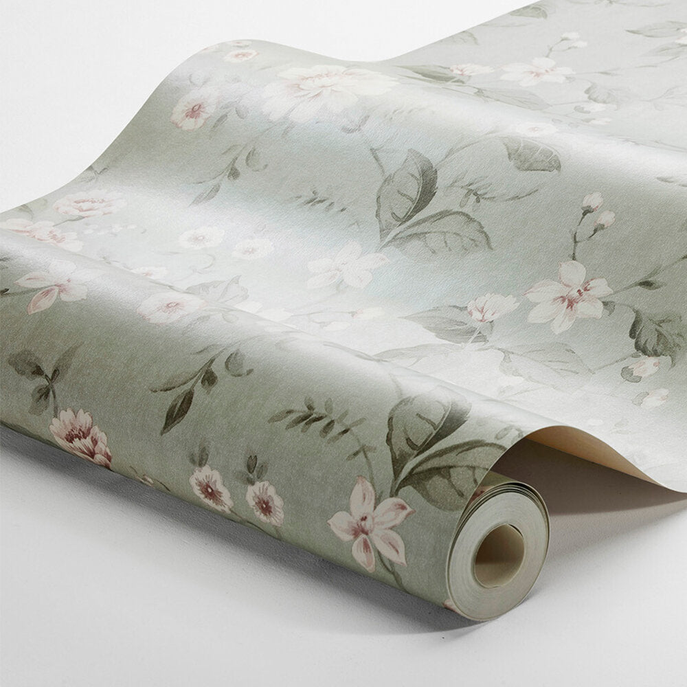 Laura´s Cottage Wallpaper - Faded Green - Boråstapeter - 3574 - Premier Wallcovering