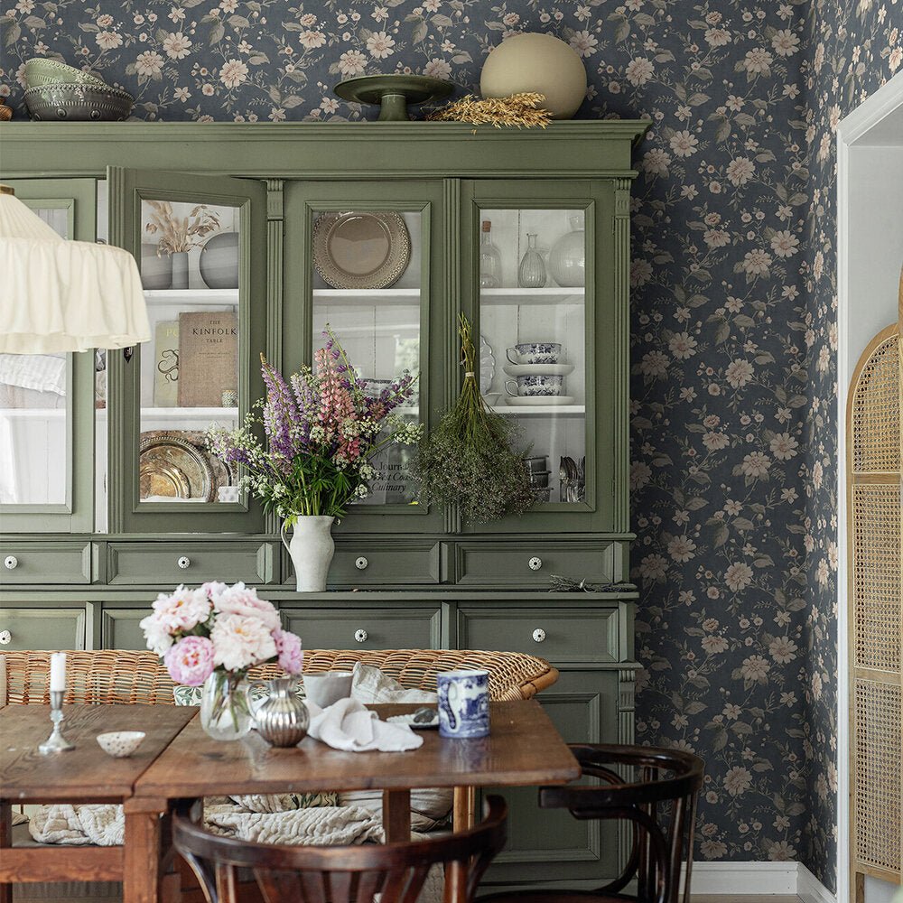 Laura´s Cottage Wallpaper - Dark Blue - Boråstapeter - 3573 - Premier Wallcovering