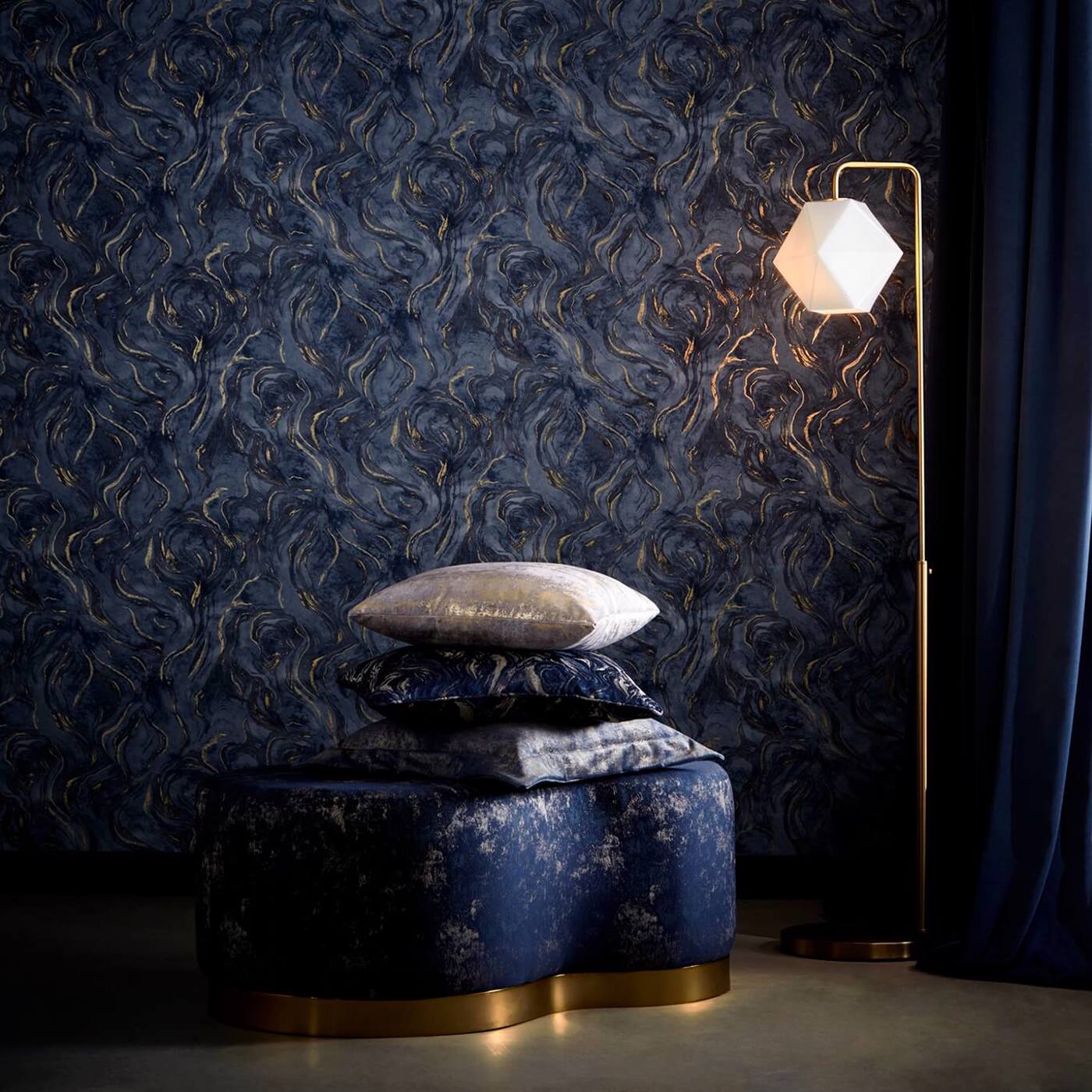 Lavico Wallpaper - Midnight - Clarke & Clarke - W0168/03 - Premier Wallcovering