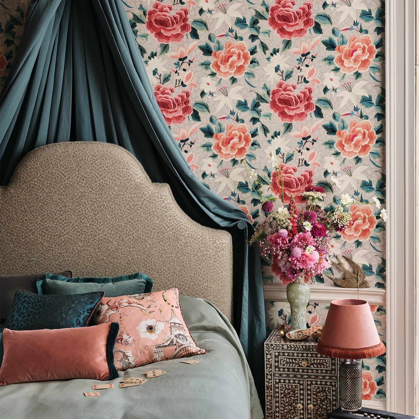 Lavinia Shimmer Wallpaper - Pomelo - Romo - Temperley London - W458/01 - Premier Wallcovering