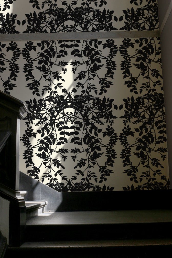 Leaf Superwide Wallpaper - Black on Ivory - Timorous Beasties - SWP/LEF/IVY/01 - Premier Wallcovering