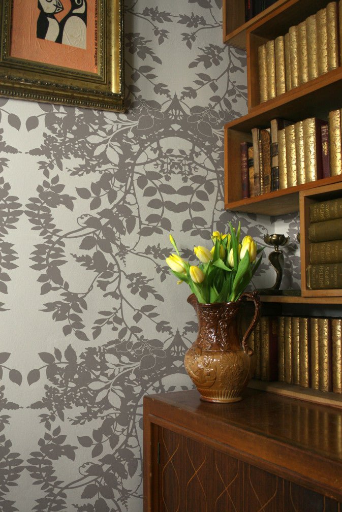 Leaf Superwide Wallpaper - Grey on Ivory - Timorous Beasties - SWP/LEF/IVY/03 - Premier Wallcovering