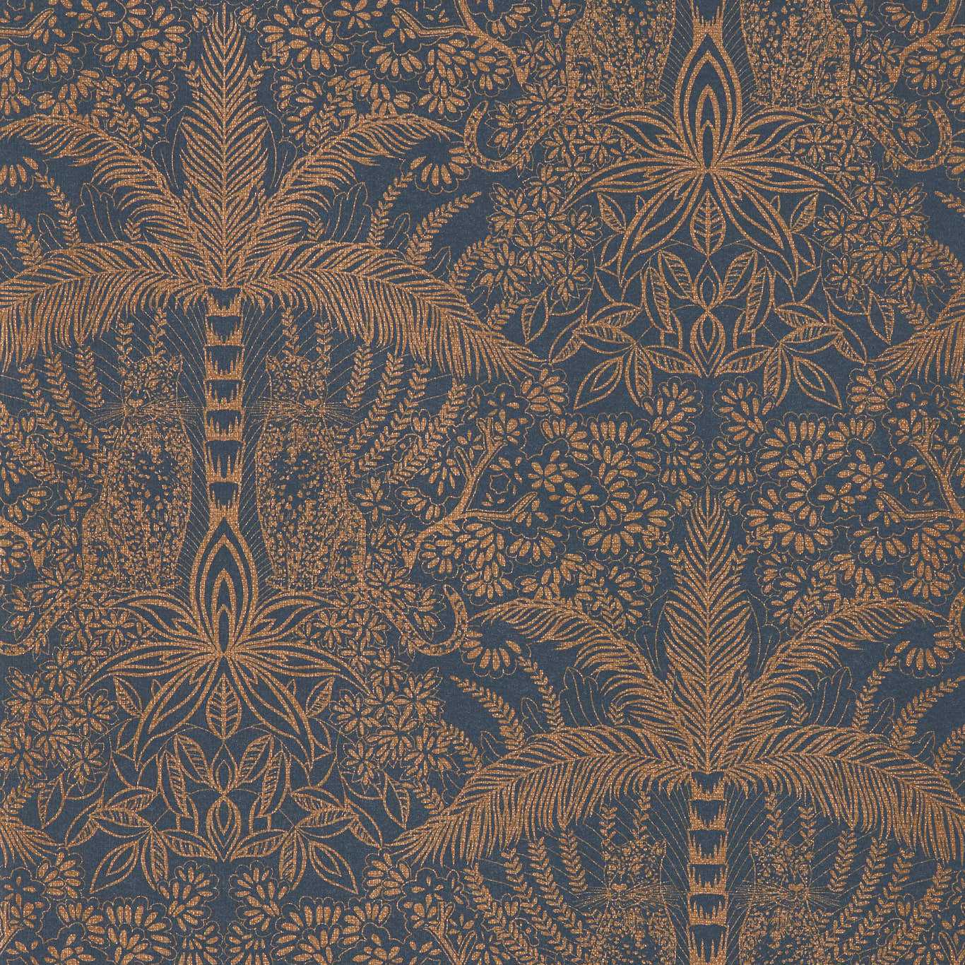 Leopardo Wallpaper - Copper/Midnight - Clarke & Clarke - W0141/02 - Premier Wallcovering