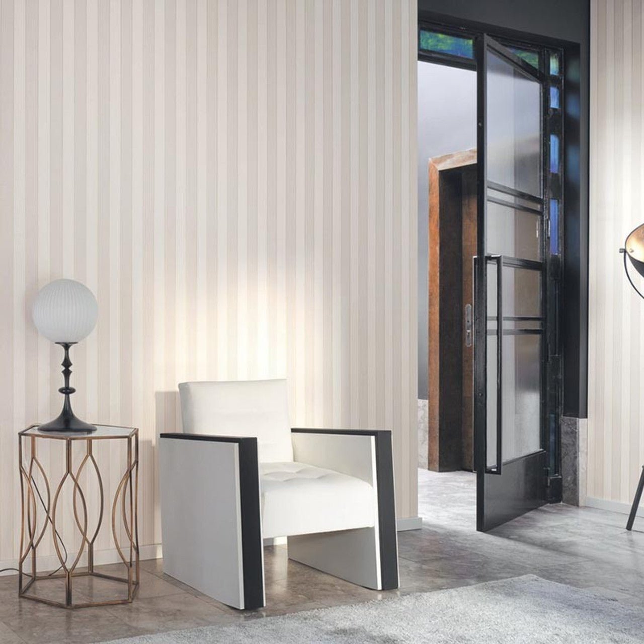 Les Rayures Louise Wallpaper - Blanc - Casadeco - 28880203 - Premier Wallcovering