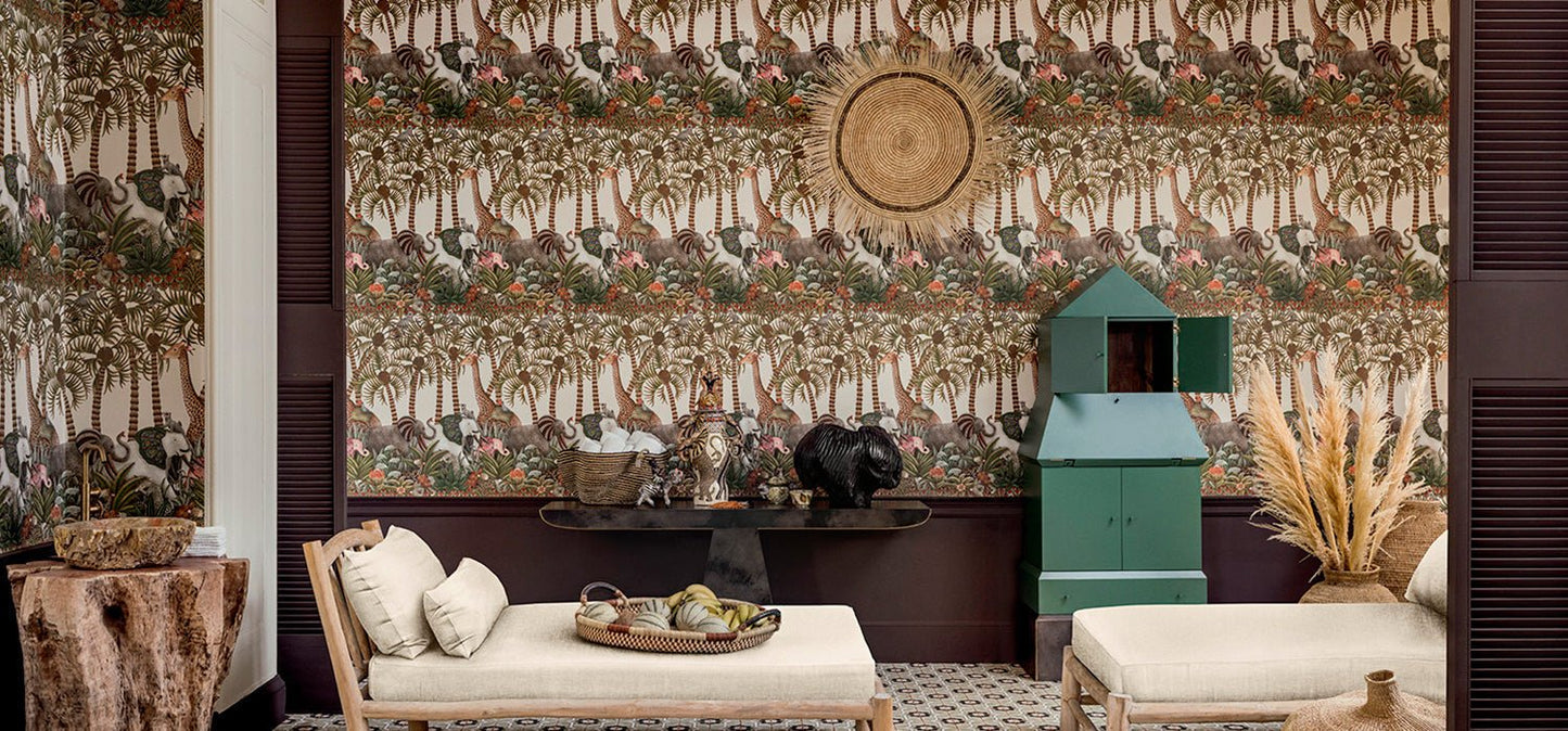 Letaba March Wallpaper - Spring Green & Ginger on Cream - 119/11046 - Cole & Son - Premier Wallcovering