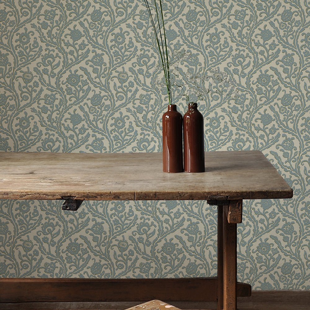 Letti Wallpaper - Mid Blue - Josephine Munsey - JMW-104451 - Premier Wallcovering