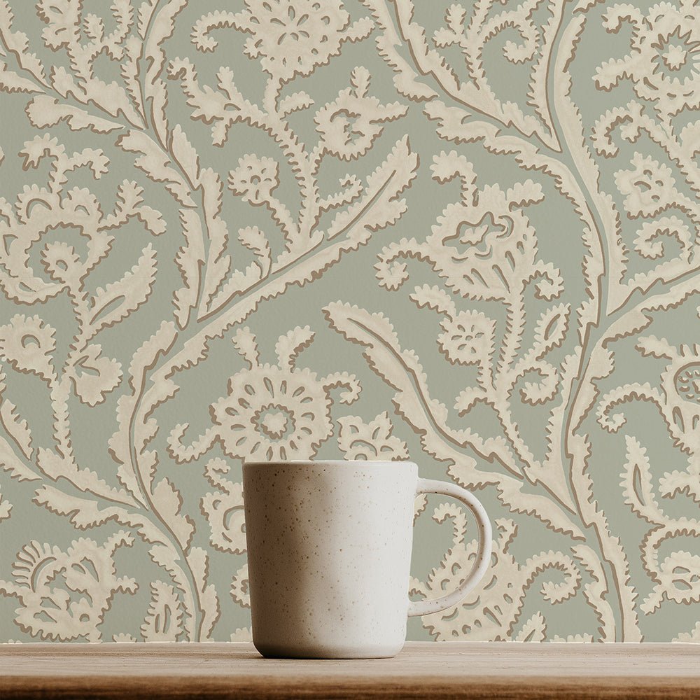 Letti Wallpaper - Soft Blue - Josephine Munsey - JMW-104481 - Premier Wallcovering