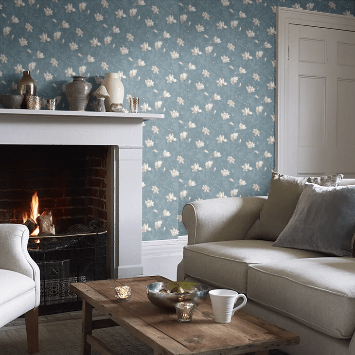 Lilly Tree Wallpaper - Blue - Boråstapeter - 7228 - Premier Wallcovering