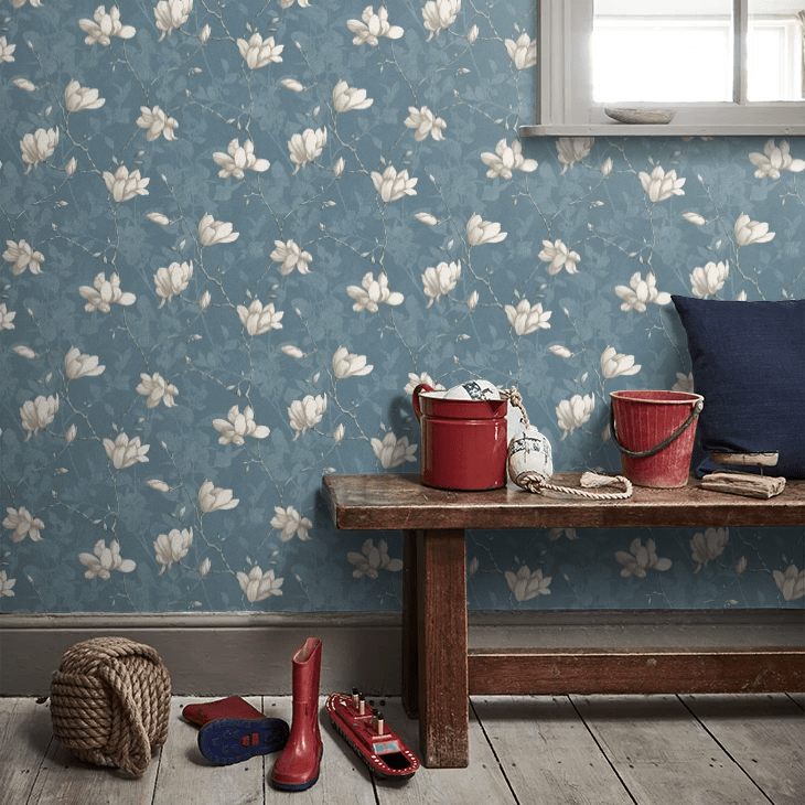 Lilly Tree Wallpaper - Blue - Boråstapeter - 7228 - Premier Wallcovering