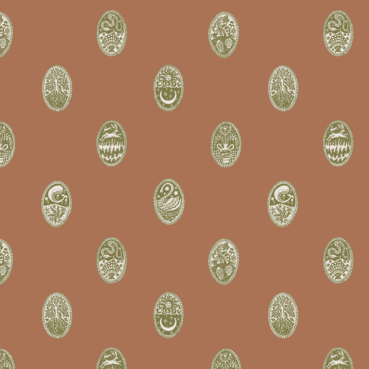 Linear Cameos Wallpaper - Sunday Clay, Trivia and Quartz - Josephine Munsey - LIN-055-032-056 - Premier Wallcovering