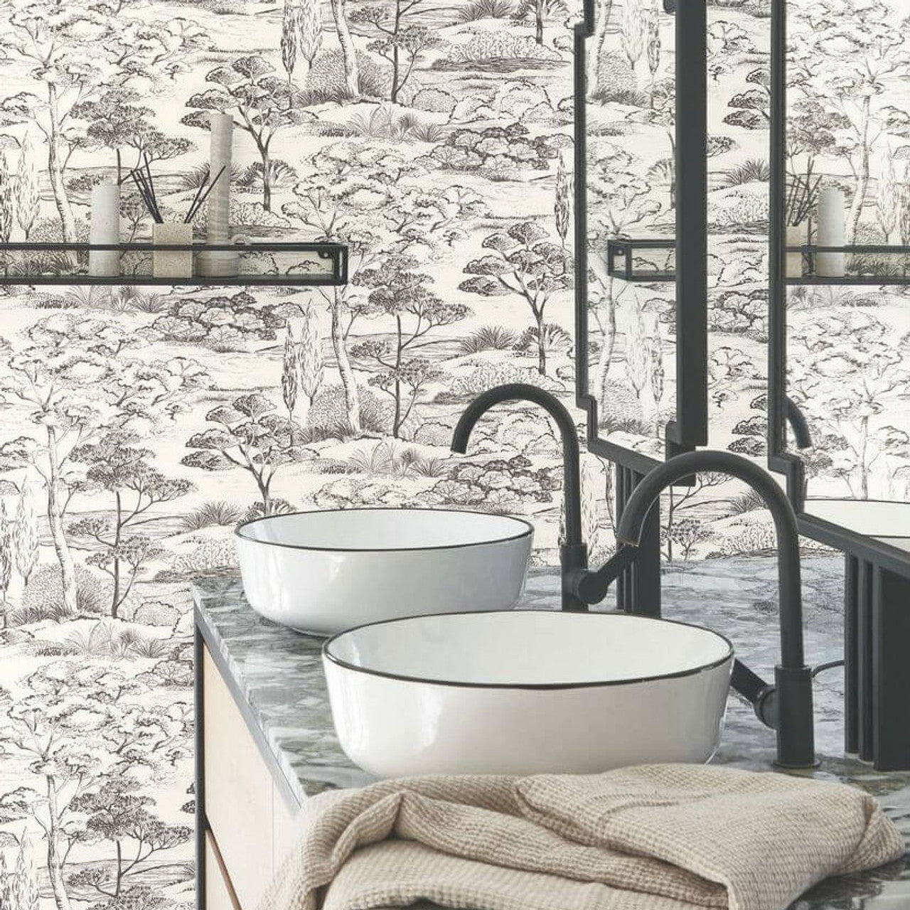 Littoral Sentier Des Dunes Wallpaper - Noir Fusain - Casadeco - 200939374 - Premier Wallcovering