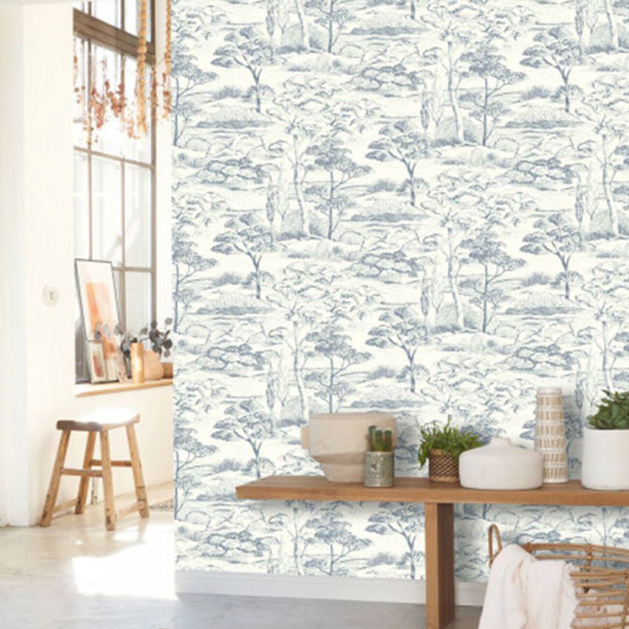Littoral Sentier Des Dunes Wallpaper - Bleu Orage - Casadeco - 200937297 - Premier Wallcovering