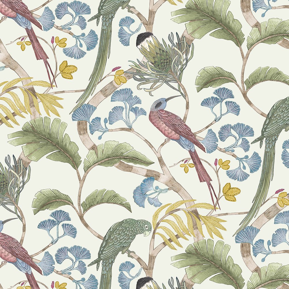Living Branches Wallpaper - Ivory, Soft Olive and Yellow - Josephine Munsey - JMW-100601 - Premier Wallcovering