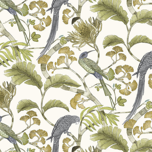 Living Branches Wallpaper - Hilles White and Greens - Josephine Munsey - JMW-100631 - Premier Wallcovering