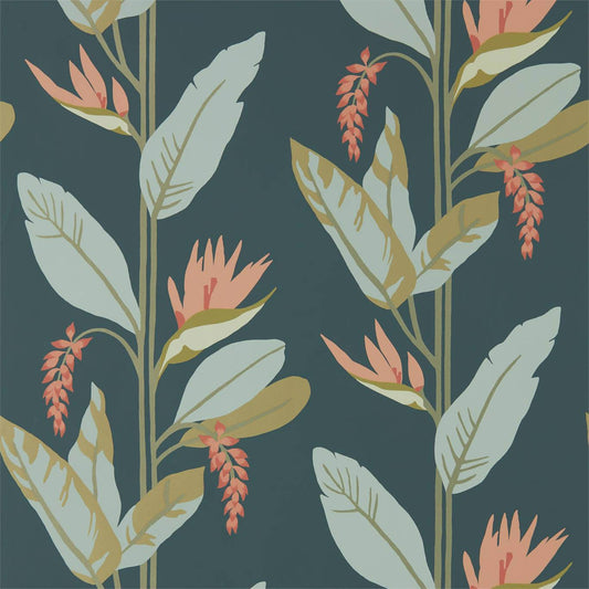 Llenya Wallpaper - Ink/Coral/Seaglass - Harlequin - HMIW112236 - Premier Wallcovering