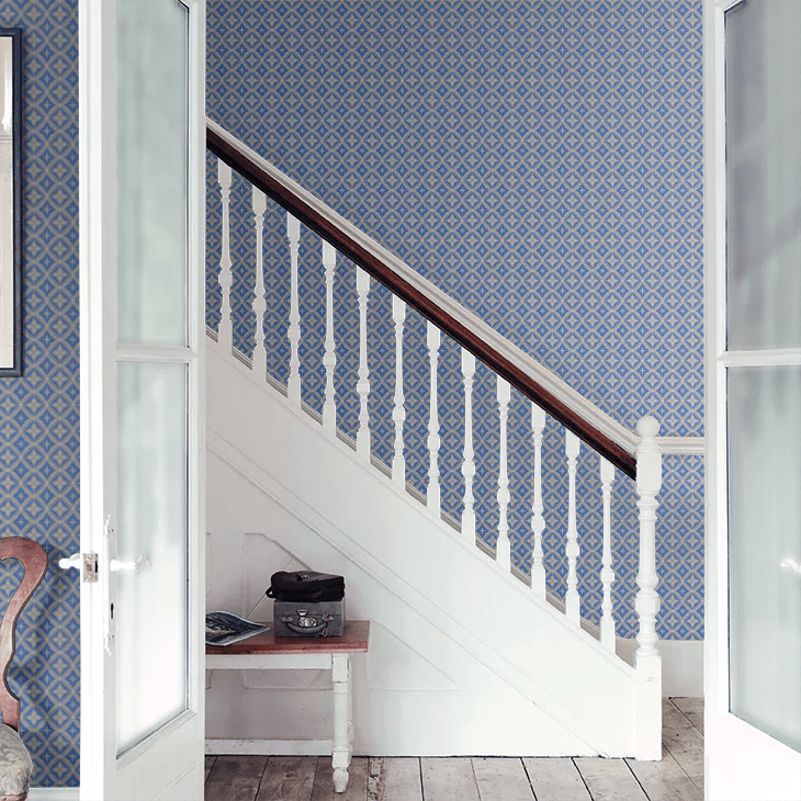 Loka Wallpaper - Vivid Blue and Beige - Boråstapeter - 4531 - Premier Wallcovering