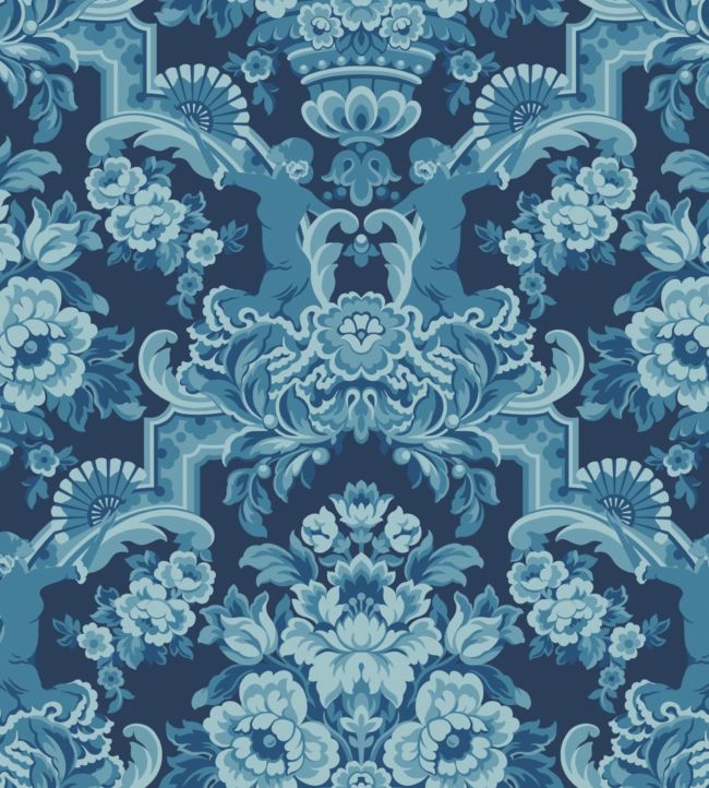 Lola Wallpaper - China Blue on Midnight - 117/13041 - Cole & Son - Premier Wallcovering