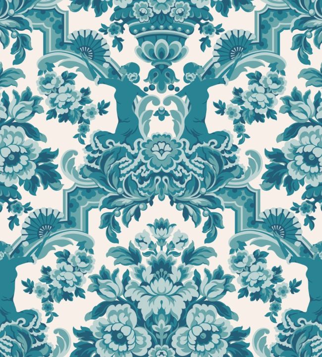Lola Wallpaper - Petrol Blue on White - 117/13042 - Cole & Son - Premier Wallcovering