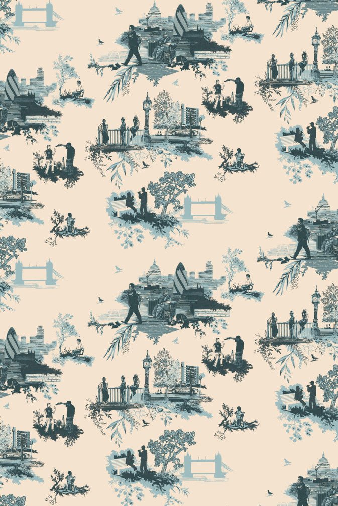 London Toile Wallpaper - Blues on Cream - Timorous Beasties - TB/LTOIL/4004/03 - Premier Wallcovering