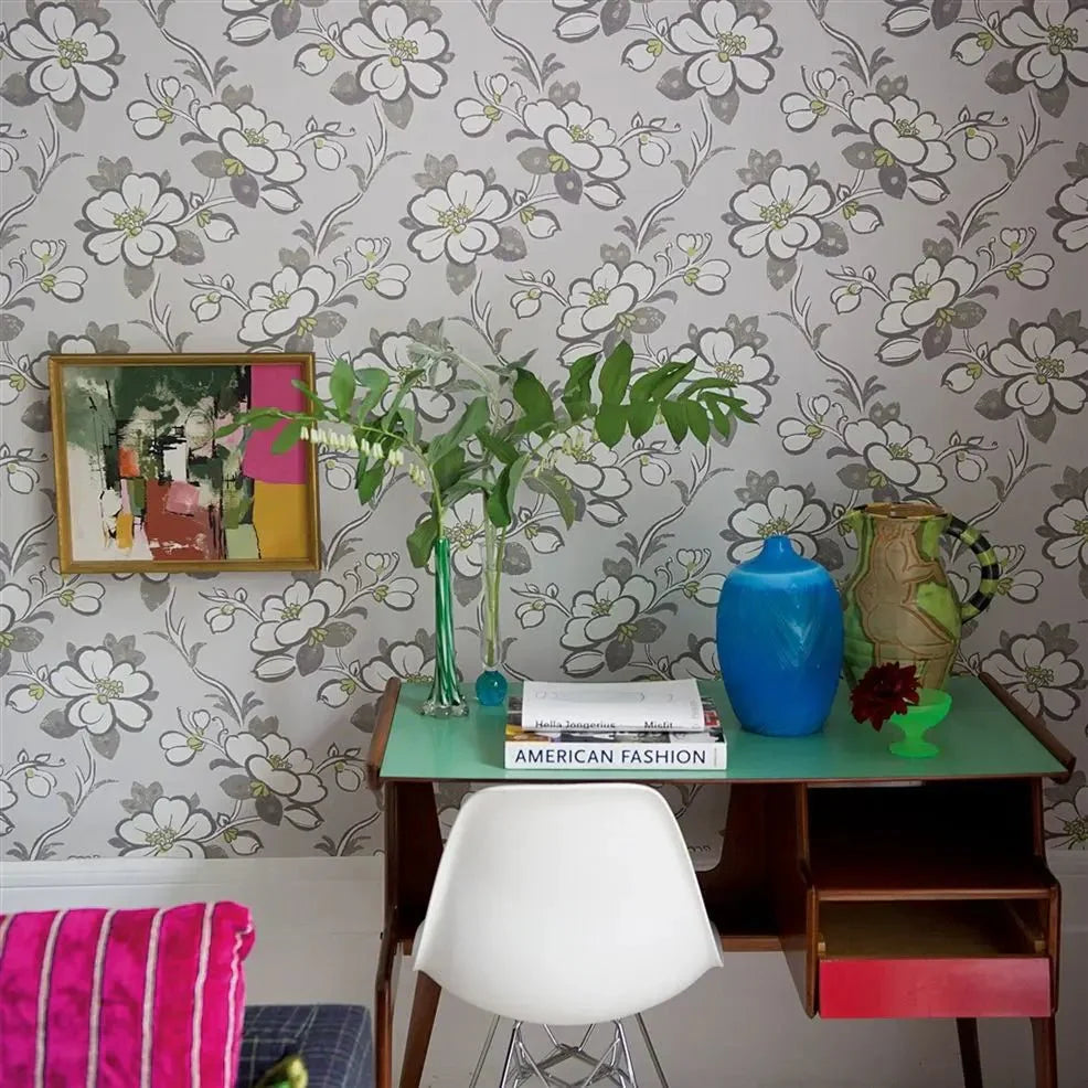 Lotus Flower Wallpaper - Oyster - P571/01 - Designers Guild