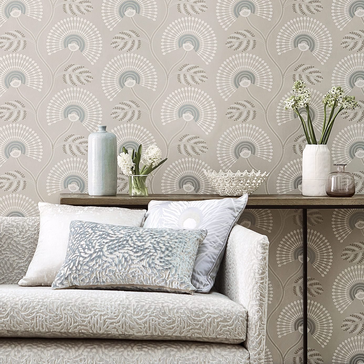 Louella Wallpaper - Seaglass/Pearl - Harlequin - HPUT111910 - Premier Wallcovering