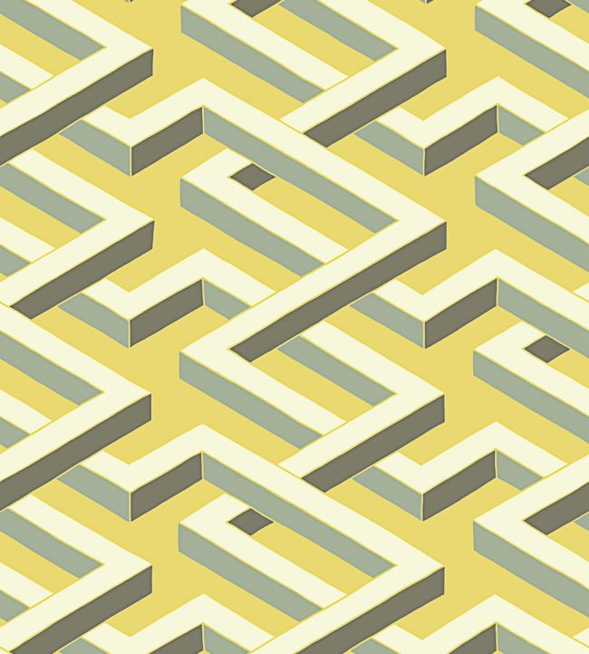 Luxor Wallpaper - White & Charcoal on Chartreuse - 105/1005 - Cole & Son - Premier Wallcovering