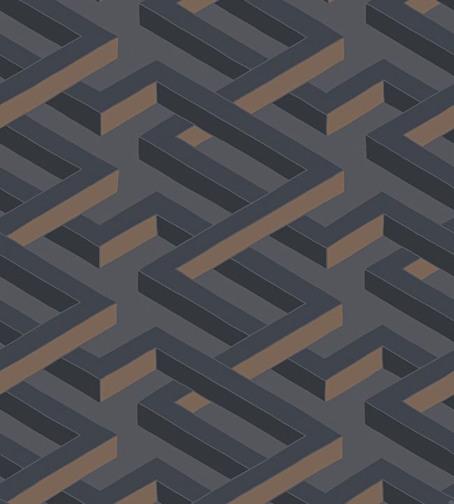 Luxor Wallpaper - Metallic Bronze on Slate Grey - 105/1001 - Cole & Son - Premier Wallcovering