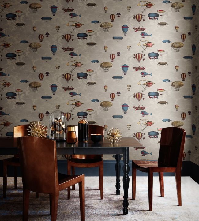 Macchine Volanti Wallpaper - Stone, Rouge & Blue - 114/10020 - Cole & Son - Premier Wallcovering