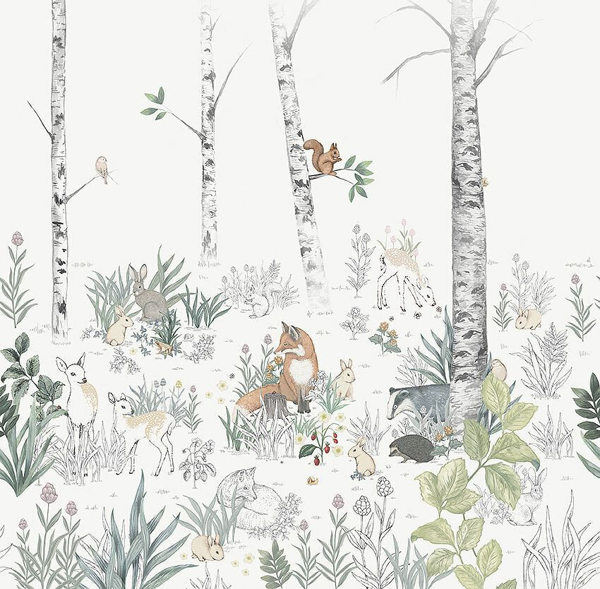 Magic Forest Mural Wallpaper - White - Boråstapeter - 7481 - Premier Wallcovering