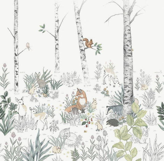 Magic Forest Mural Wallpaper - White - Boråstapeter - 7481 - Premier Wallcovering