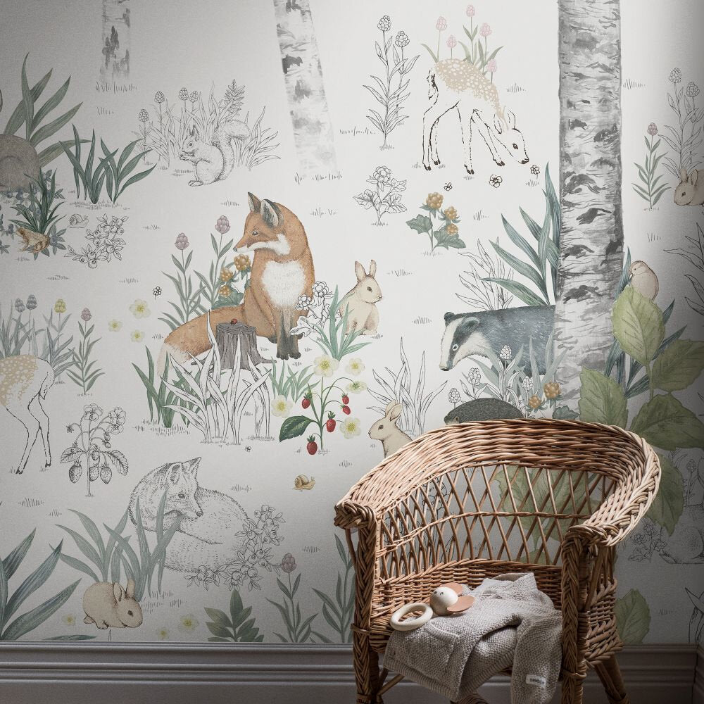 Magic Forest Mural Wallpaper - White - Boråstapeter - 7481 - Premier Wallcovering